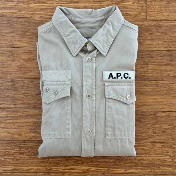 A.P.C. Jean Touitou Mainline Overshirt Beige, Medium - Picture 10 of 12
